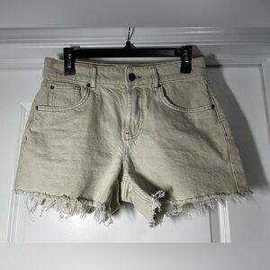 BDG Cream Frayed‎ Hem Jean Shorts